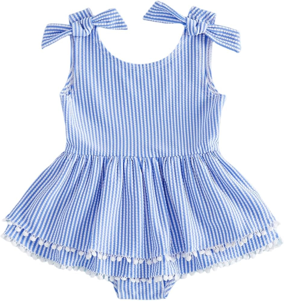 WASAIGOOD Toddler Girl Bathing Suits 2t 3t 4t 5t Swimsuit Girls One Piece Swimsuits Kids Seersuck... | Amazon (US)