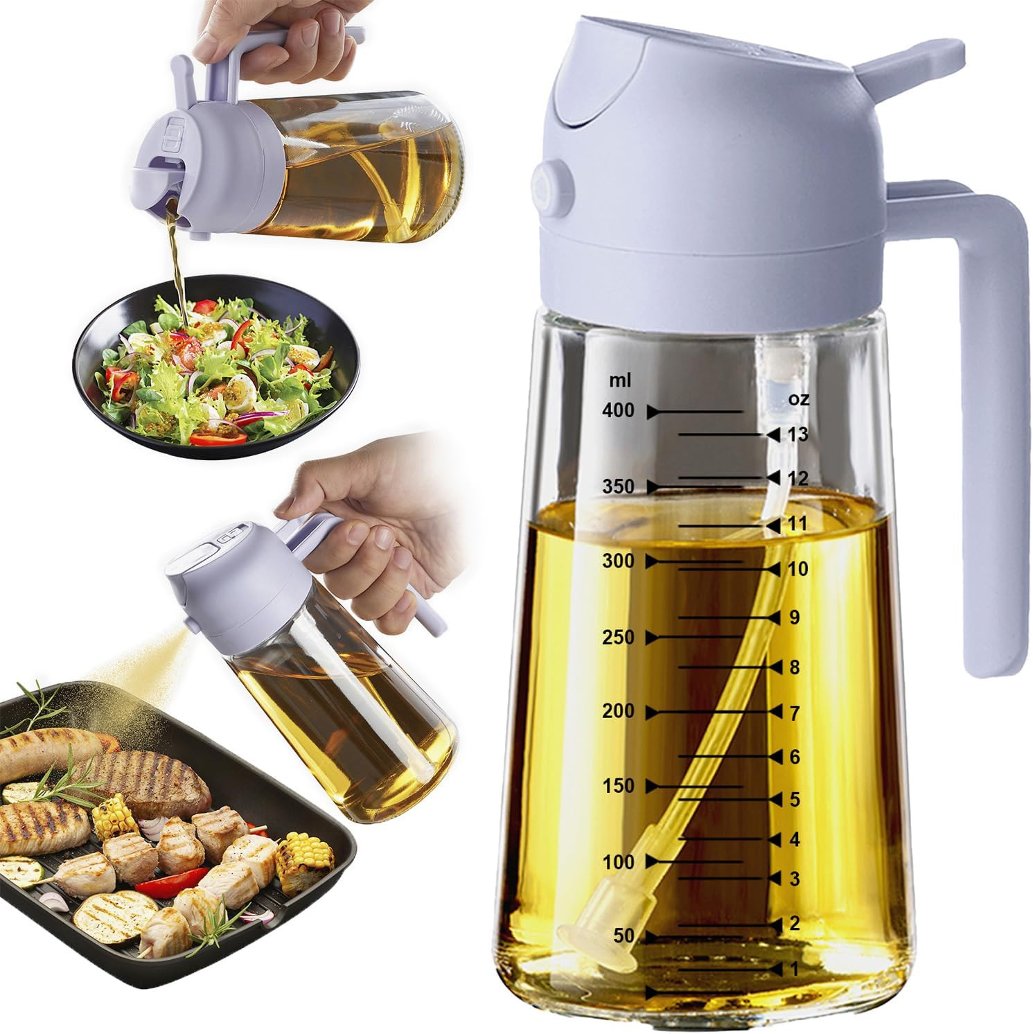 TrendPlain 16oz/470ml Glass Olive Oil Sprayer for Cooking - 2 in 1 Olive Oil Dispenser for Kitche... | Amazon (US)