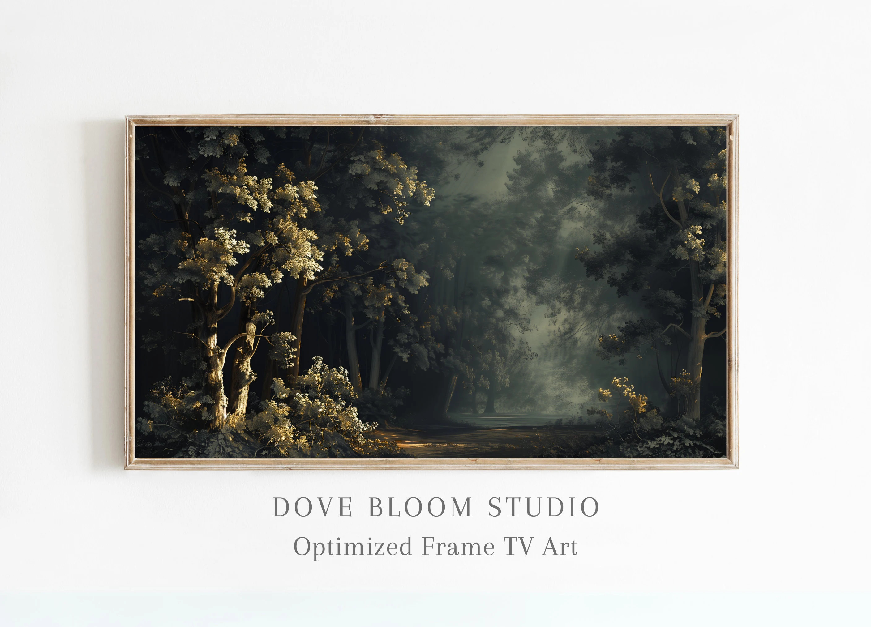 Moody Forest Nightfall FRAME TV Art Digital Download, Dark Moody Forest Trees Oil Painting Vintage Decor High Resolution Samsung Frame Tv LG | Etsy (Global)