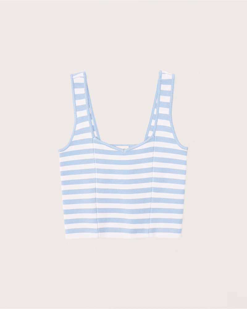 Striped Elevated Knit Soft V-Neck Tank | Abercrombie & Fitch (US)