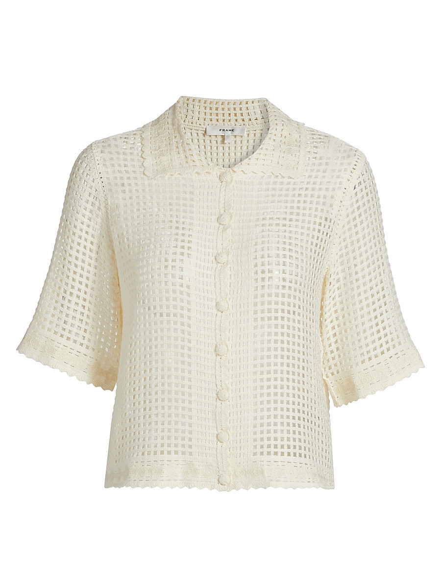 Women's The Crochet Short-Sleeve Top - Cream - Size Small | Saks Fifth Avenue