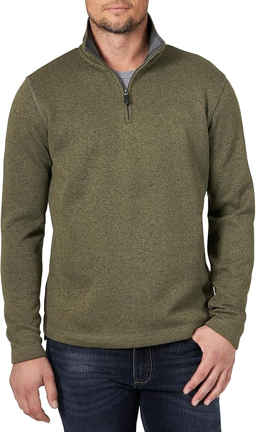 Wrangler Authentics Men's Long Sleeve Fleece Quarter-Zip | Amazon (US)