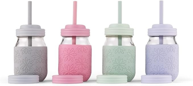 Elk and Friends 16 oz Mason Jar Cups with Straw Lids + Silicone Straws | Pint Glass Jars | Smooth... | Amazon (US)