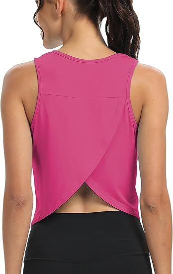 Mippo Workout Tops for Women Cropped Open Back Sleeveless Tank Tops Athletic Gym Yoga Shirts Loos... | Amazon (US)