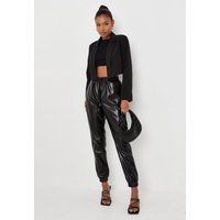 Tall Black Faux Leather Jogger Pants | Missguided (US & CA)