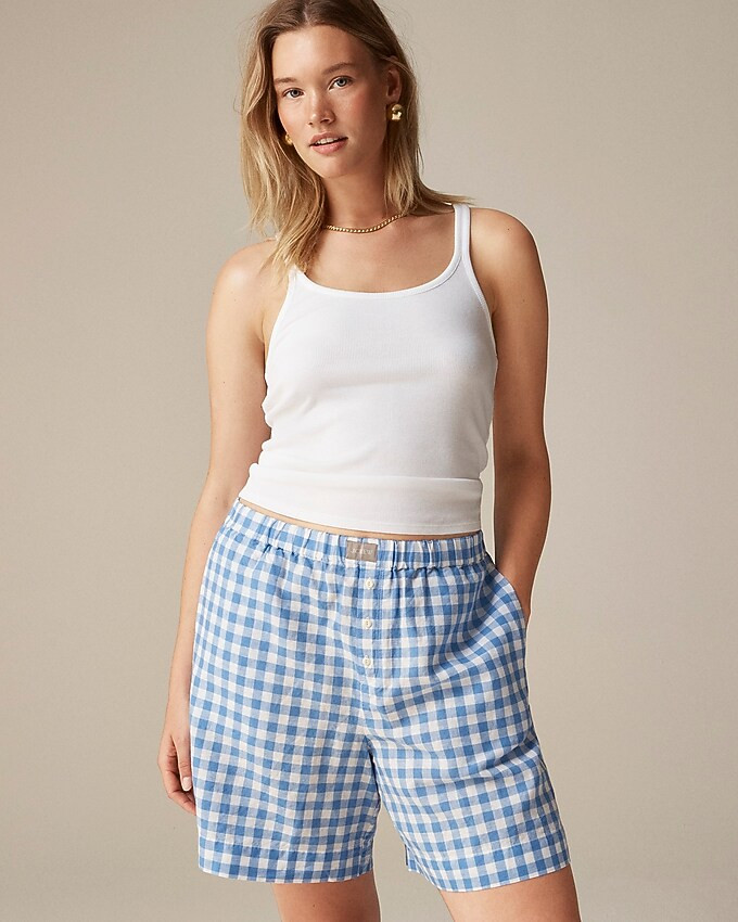 Relaxed boxer short in gingham linen-cotton blend | J. Crew US