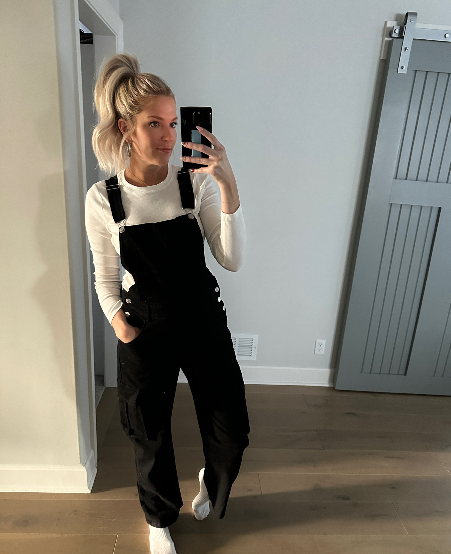 Black denim maternity overalls - runs a little big! I’m in a medium 

#LTKfindsunder100 #LTKbump