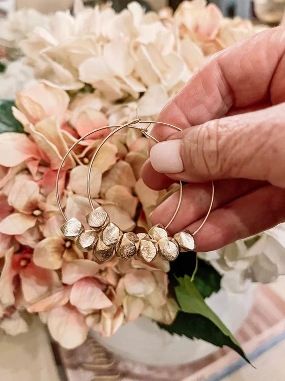 8 Mm Gold Finish Faceted Beads on Hoops | Etsy | Etsy (US)