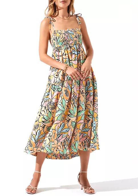 Women's Spaghetti Strap Tropical Floral Midi Dress | Belk