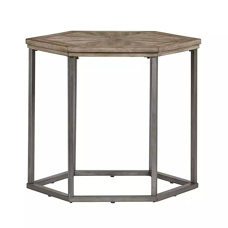 Wood and Metal Hexagon Accent Table | Kirkland's Home