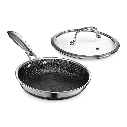 HexClad 20 cm Hybrid Nonstick Frying Pan with Lid, Dishwasher & Oven Safe | Amazon (UK)