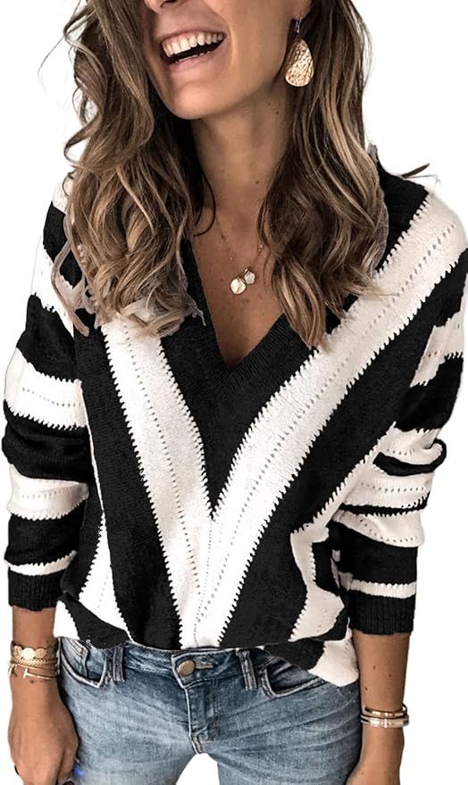 ANCAPELION Women’s Casual Sweater Pullover Winter Basic Sweatshirt Long Sleeve Cozy Knitted Jum... | Amazon (US)