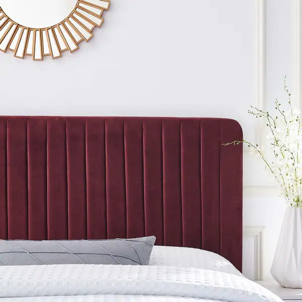 Milenna Channel Tufted Performance Velvet King/California King Headboard - Maroon - California Ki... | Bed Bath & Beyond