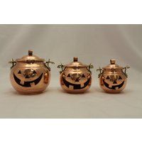 Limited Edition Handmade Copper Halloween Jack-O'-Lantern Set | Etsy (US)