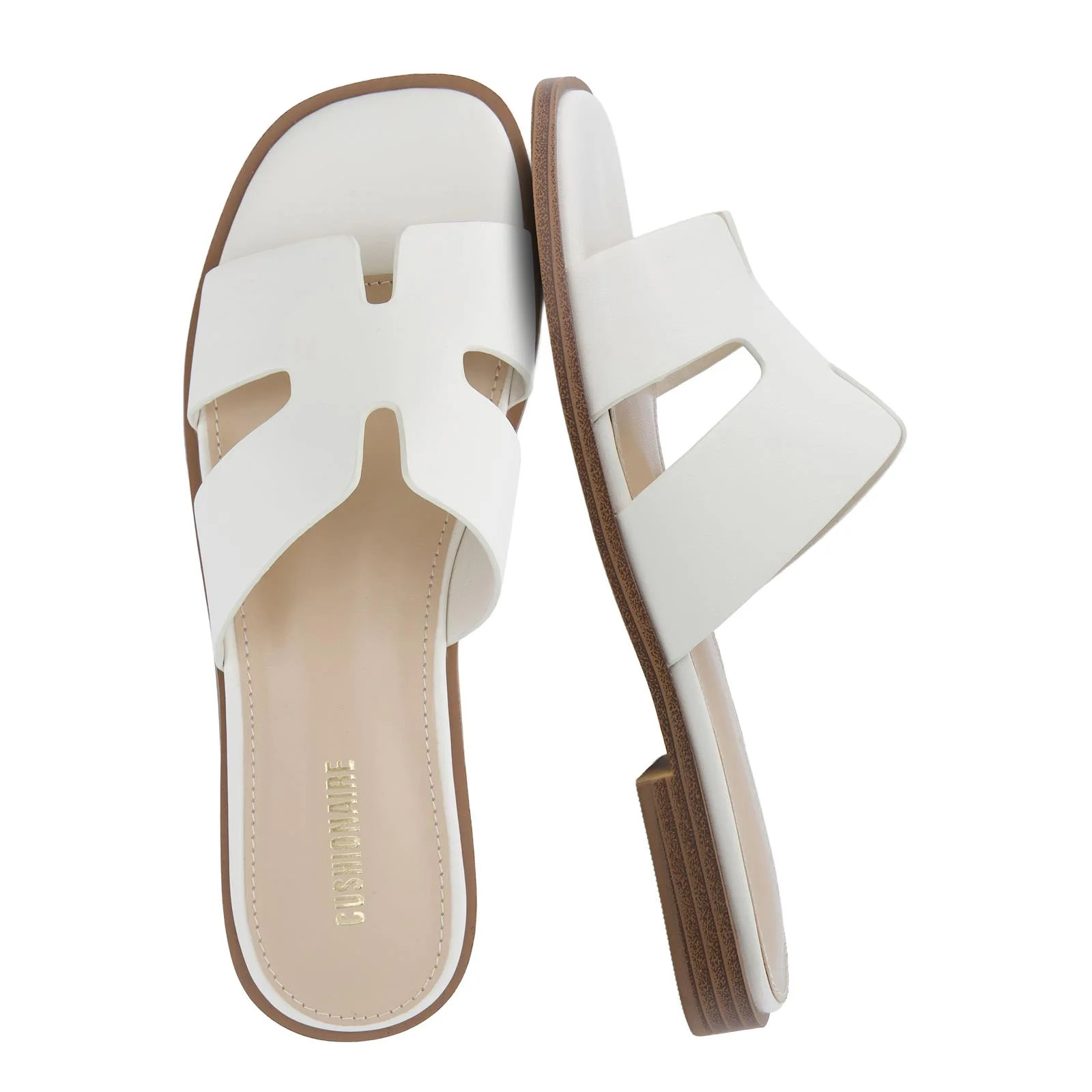 Cushionaire Voyage Cutout Strap Slides for Women - Slip On Summer Flats, Comfortable and Trendy V... | Walmart (US)