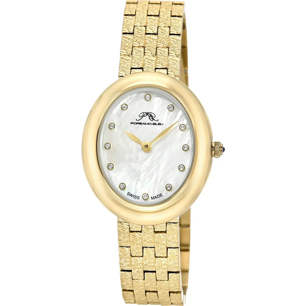 Women's Porsamo Bleu Angelica Oval MOP Dial Stainless Steel Watch in Gold/White at Nordstrom Rack | Nordstrom Rack