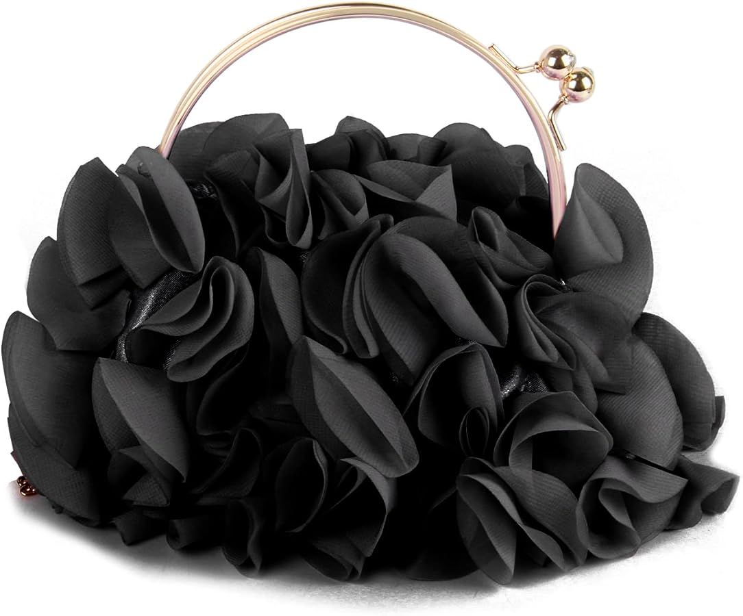 Lanpet Women Floral Clutch Purses Satin Flower Evening Bag Party Prom Handbags | Amazon (US)