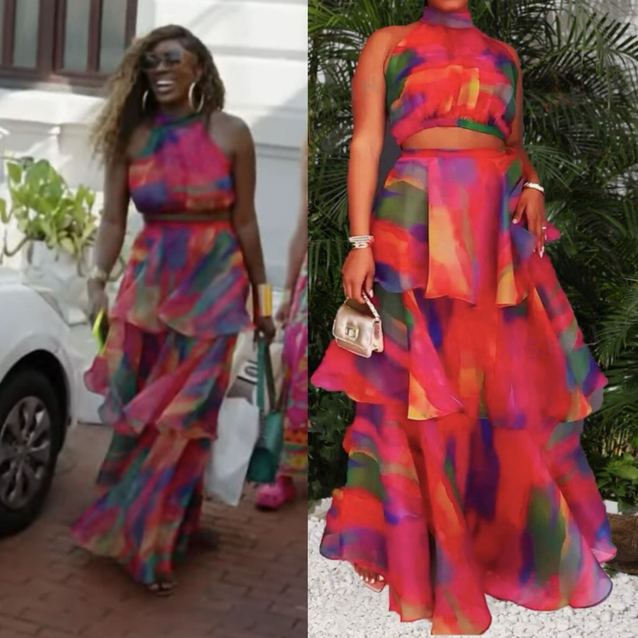 Wendy Osefo’s Multi Color Printed Two Piece Top and Skirt Set