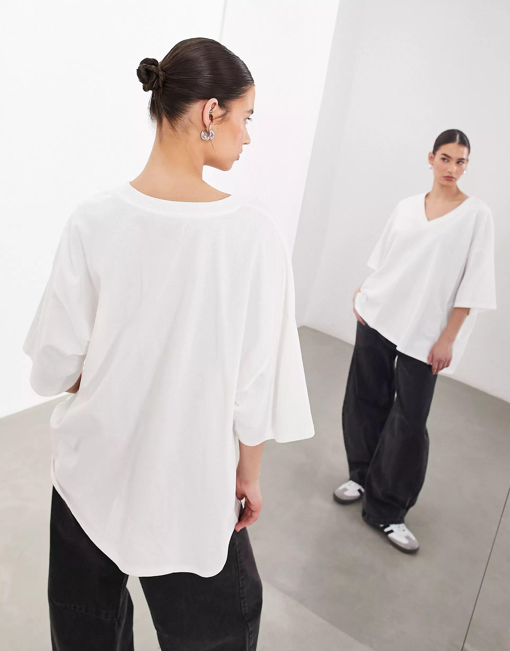 ASOS EDITION premium oversized short sleeve v neck t-shirt in white | ASOS | ASOS (Global)