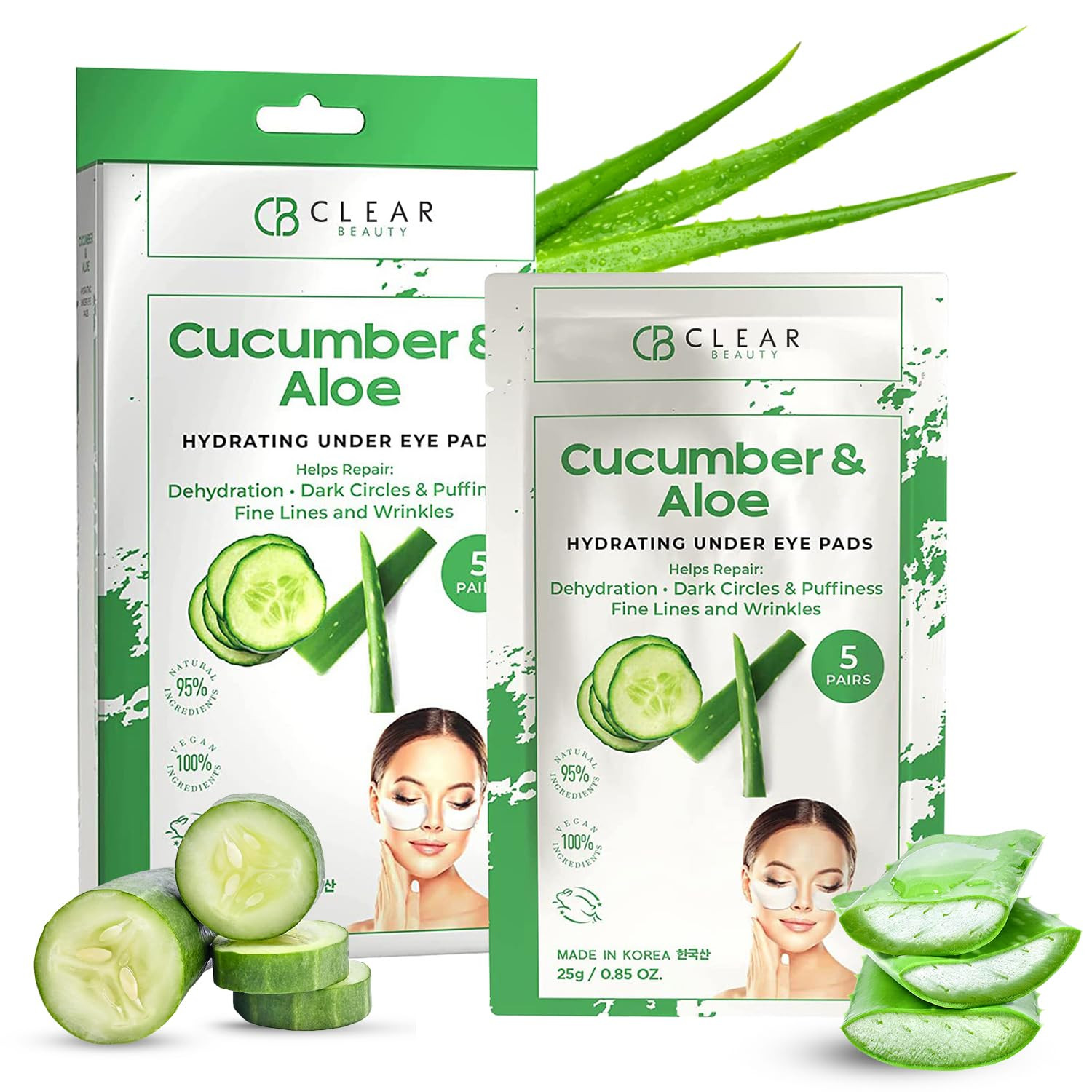 Clear Beauty Cucumber & Aloe Under Eye Patches for Puffy Eyes and Dark Circles – Dermatologist ... | Amazon (US)