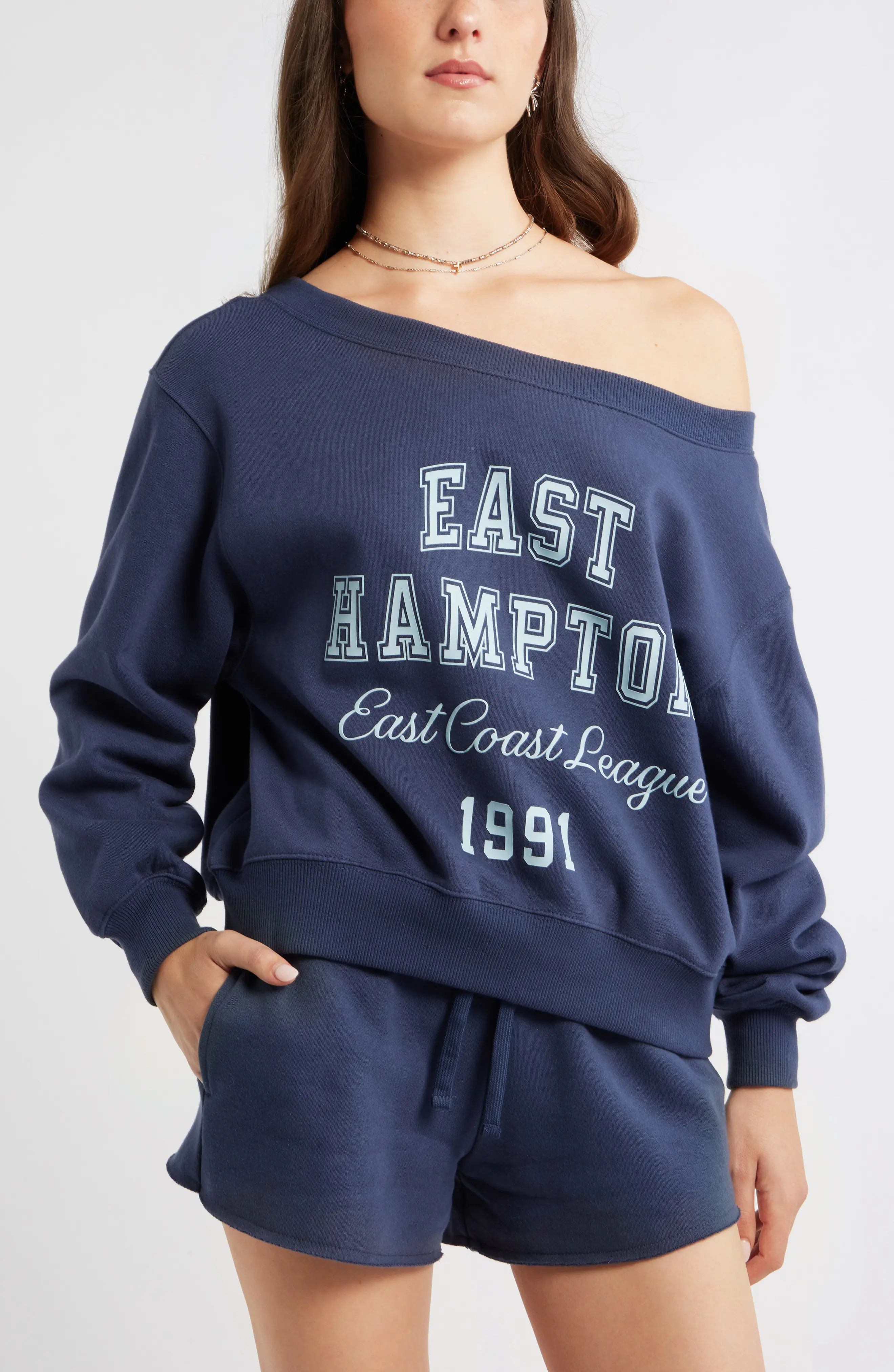 Off the Shoulder Fleece Graphic Sweatshirt (Women) | Nordstrom | Nordstrom