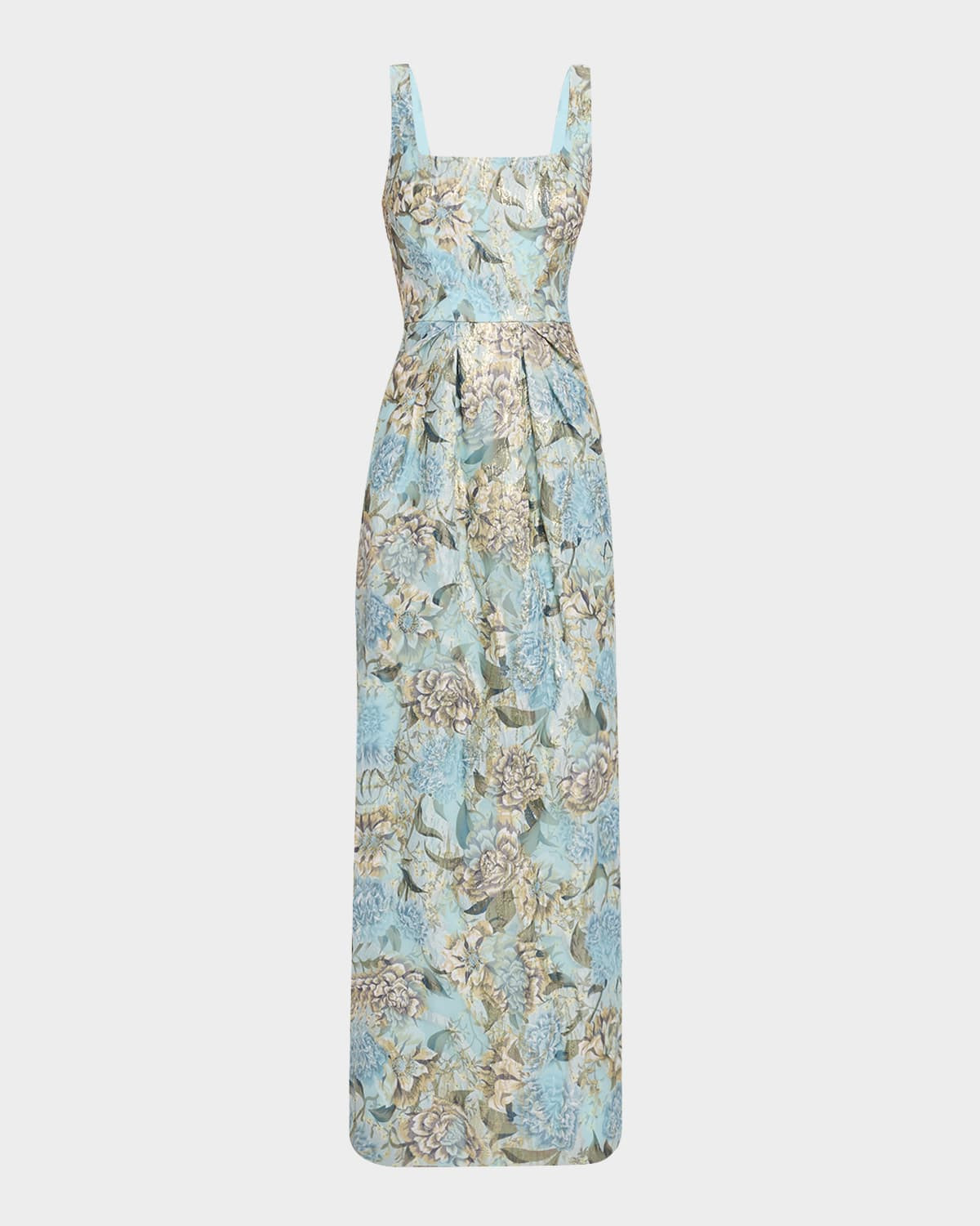Pleated Metallic Floral Jacquard Gown | Neiman Marcus