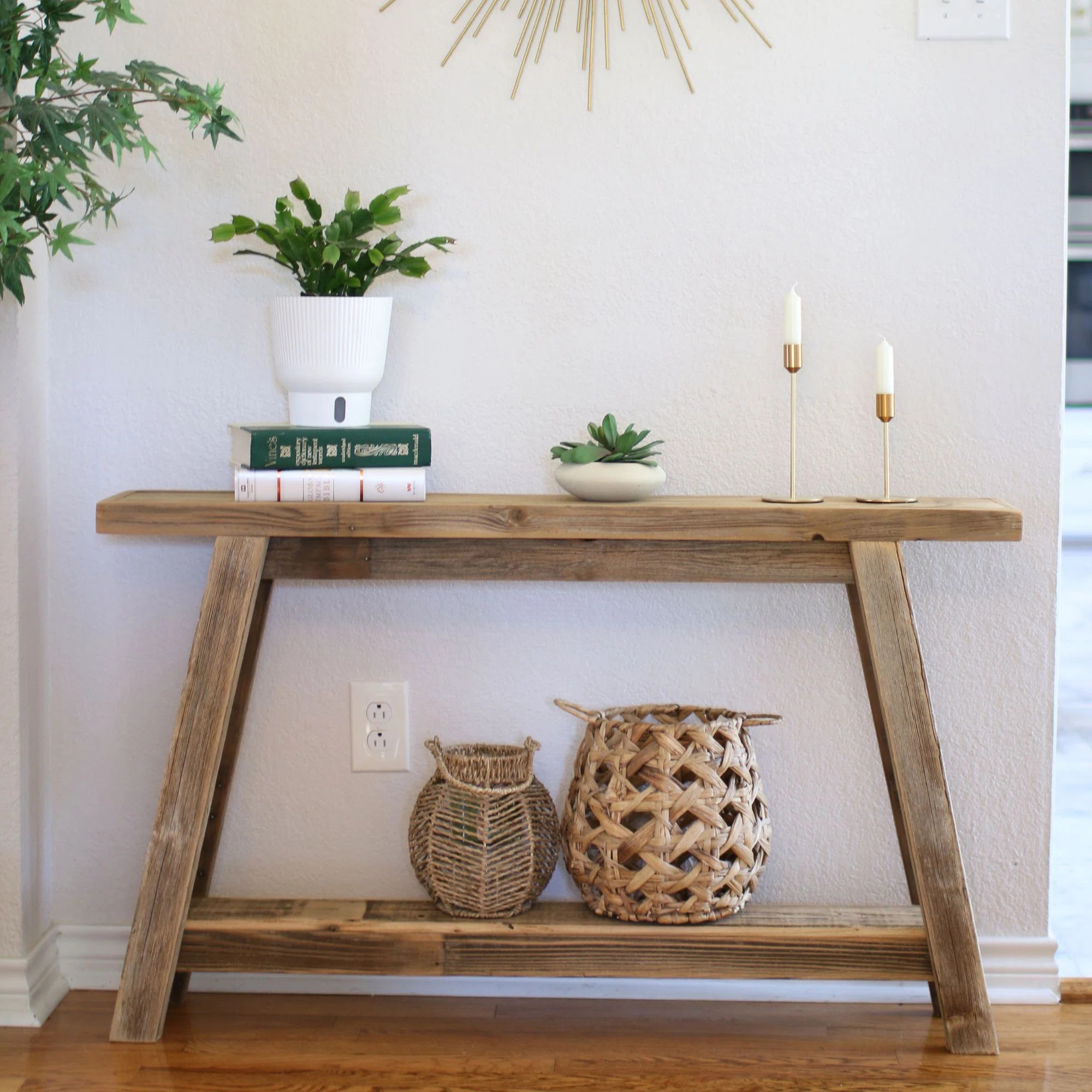 August Grove® The Camden Console – Reclaimed Wood Table With Recessed Top Detail (46x8x28h) & ... | Wayfair North America