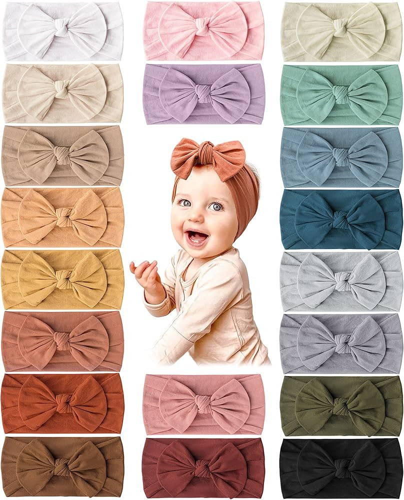 Prohouse 20PCS Baby Nylon Headbands Hairbands Hair Bow Elastics for Baby Girls Newborn Infant Tod... | Amazon (US)