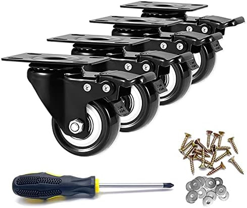 CLOATFET Caster Wheels, 2” Casters with Brake, No Noise Swivel Casters with Set of 4, Polyurethane ( | Amazon (US)