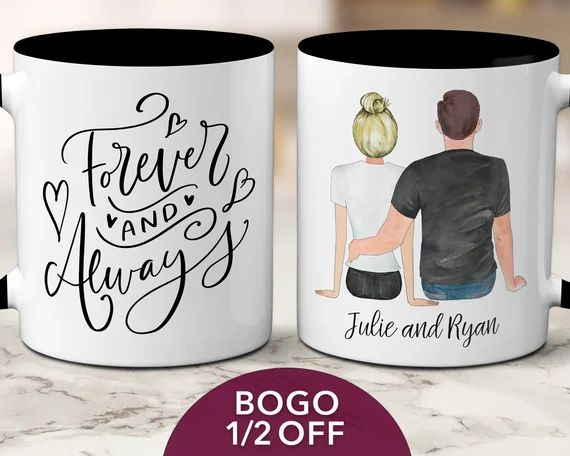 Forever and Always Personalized Mug Customized Gifts Valentines Day Gift for Him Boyfriend Gift G... | Etsy (US)