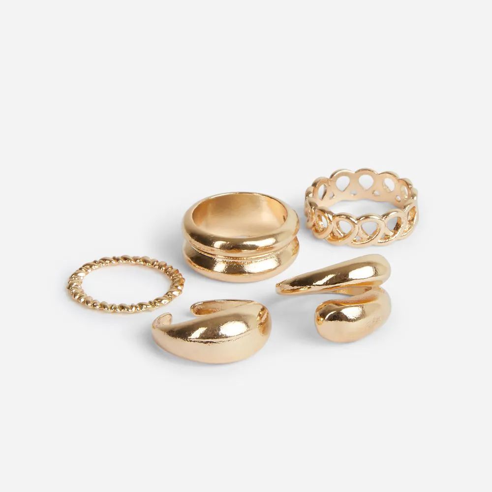 Chunky Detail Multi Pack Rings In Gold | EGO Shoes (US & Canada)