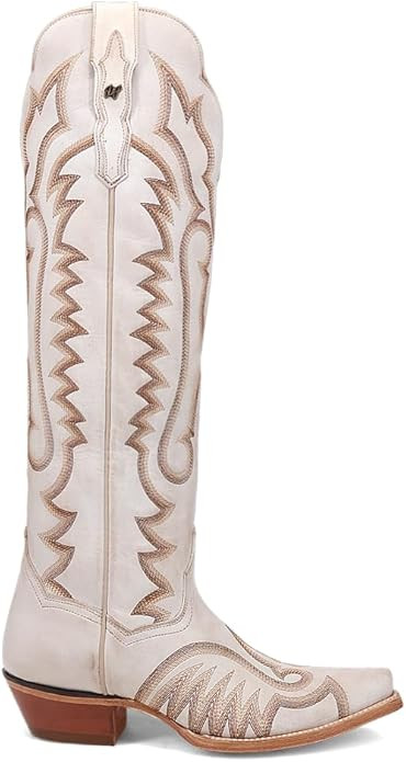 Dan Post Boots Womens Josie Embroidered Snip Toe Casual Boots Mid Calf Low Heel 1-2" - White | Amazon (US)