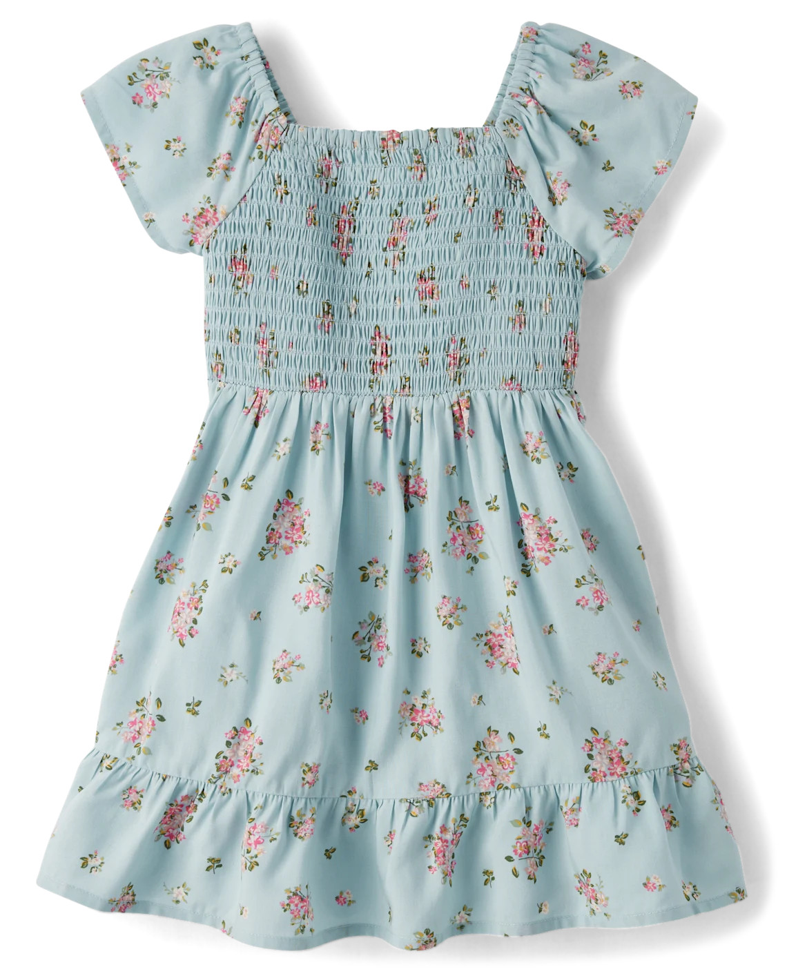 Toddler Girls Floral Smocked Ruffle Dress - blue | The Children's Place
