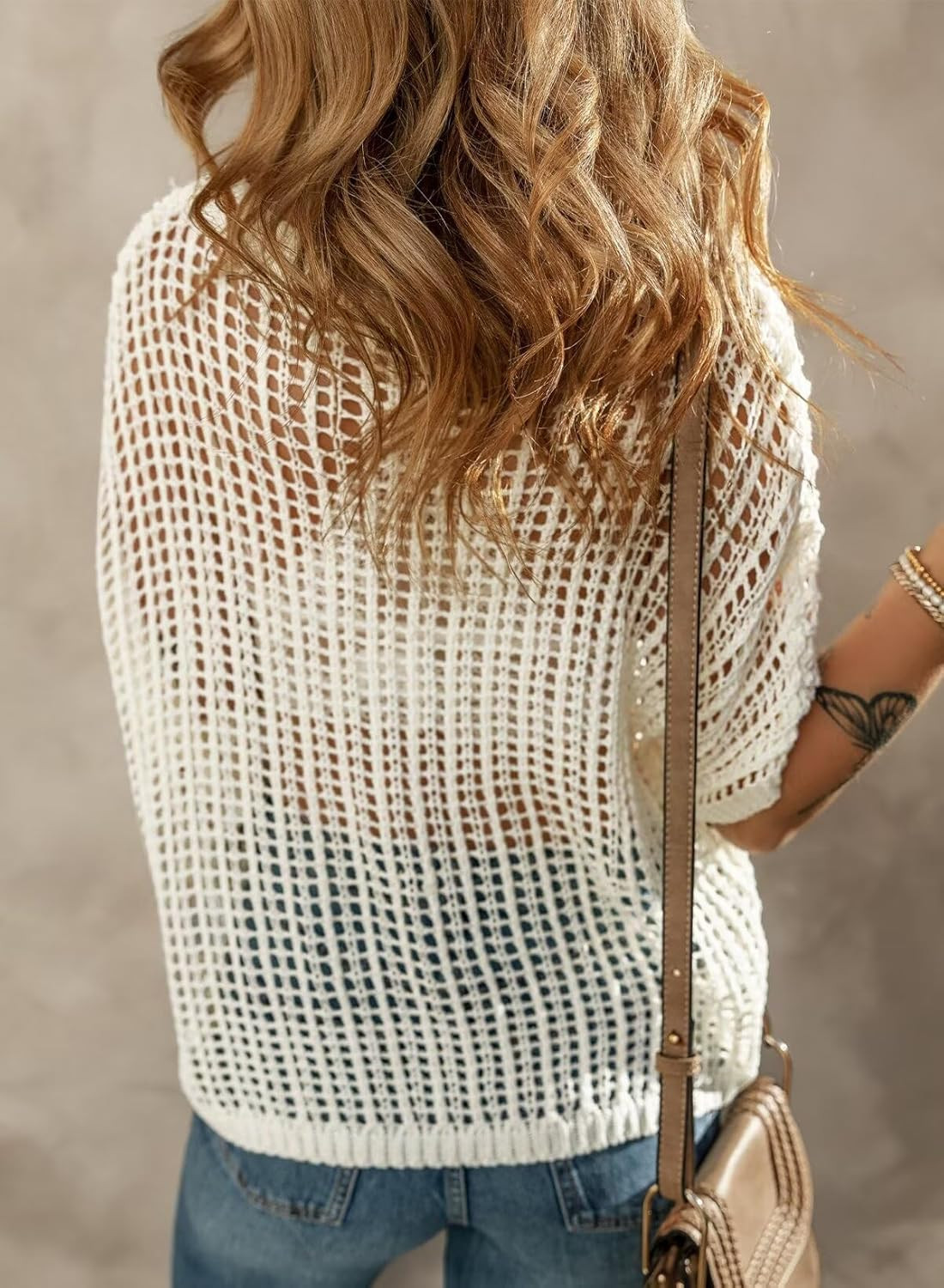 Dokotoo Womens Summer Scoop Neck Short Sleeve Sweater Casual Crochet Hollow Out Knit Tops Pullove... | Amazon (US)