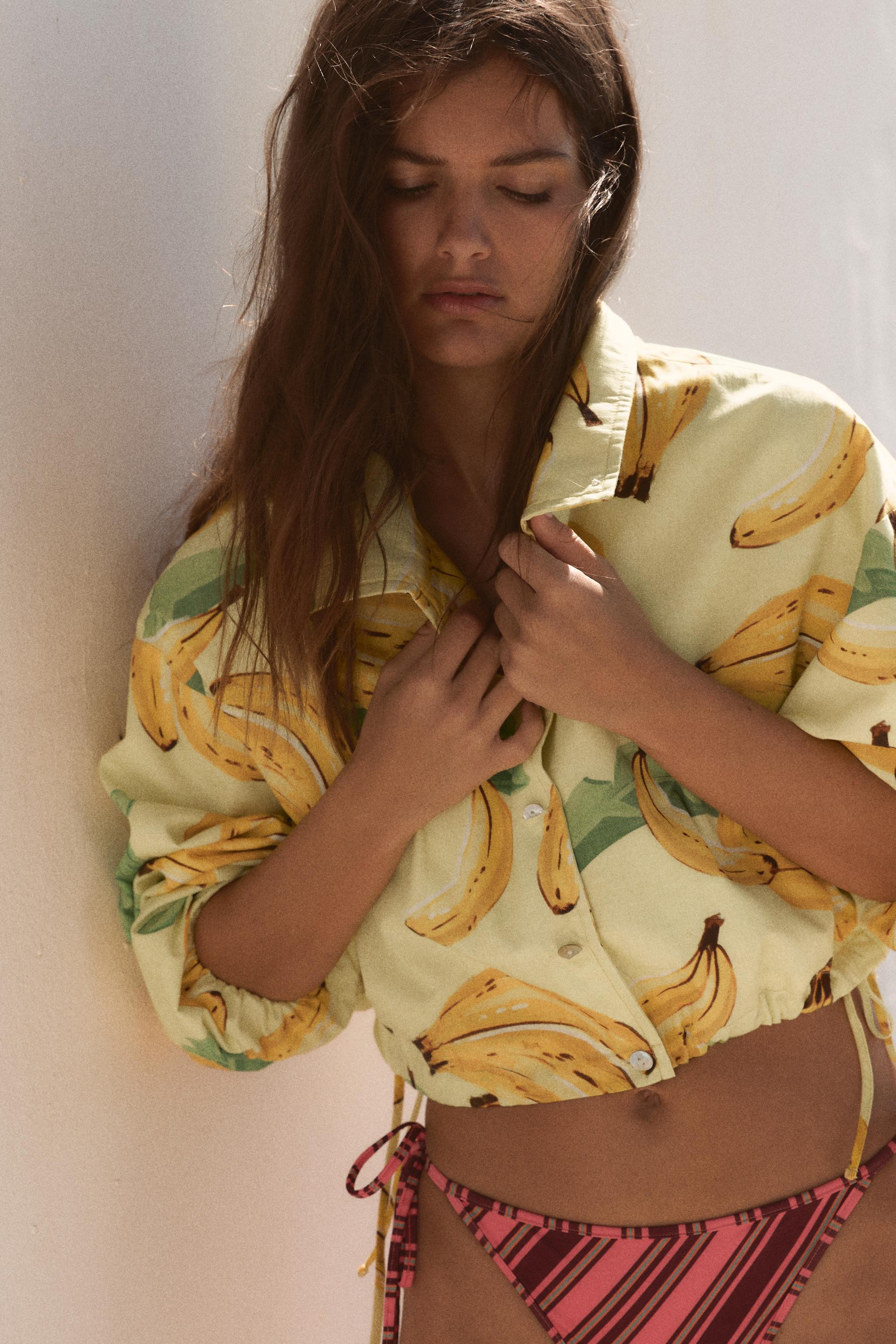CROPPED FRUIT PRINT JACKET | Zara US