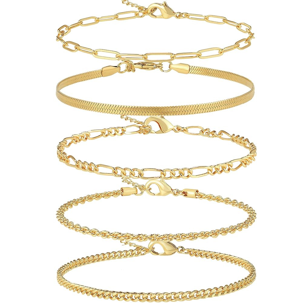 14K Gold/Sterling Silver Plated Anklet Bracelets for Women Waterproof Plus Size Cuban Link Chain ... | Amazon (US)