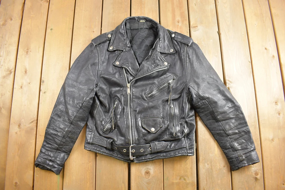 Vintage 1980s Genuine Leather Biker Jacket / Fall Outerwear / Leather Coat / Winter Outerwear / S... | Etsy (US)