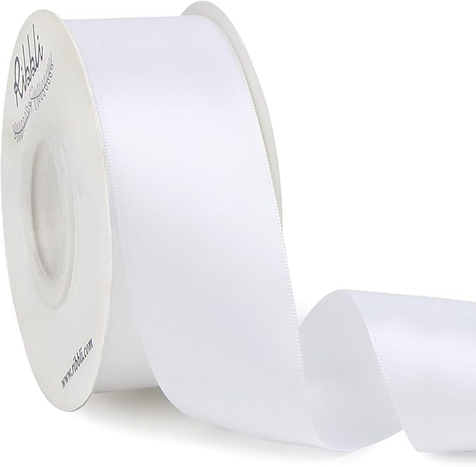 Ribbli White Double Faced Satin Ribbon,1-1/2” x Continuous 25 Yards,Use for Bows Bouquet,Gift W... | Amazon (US)