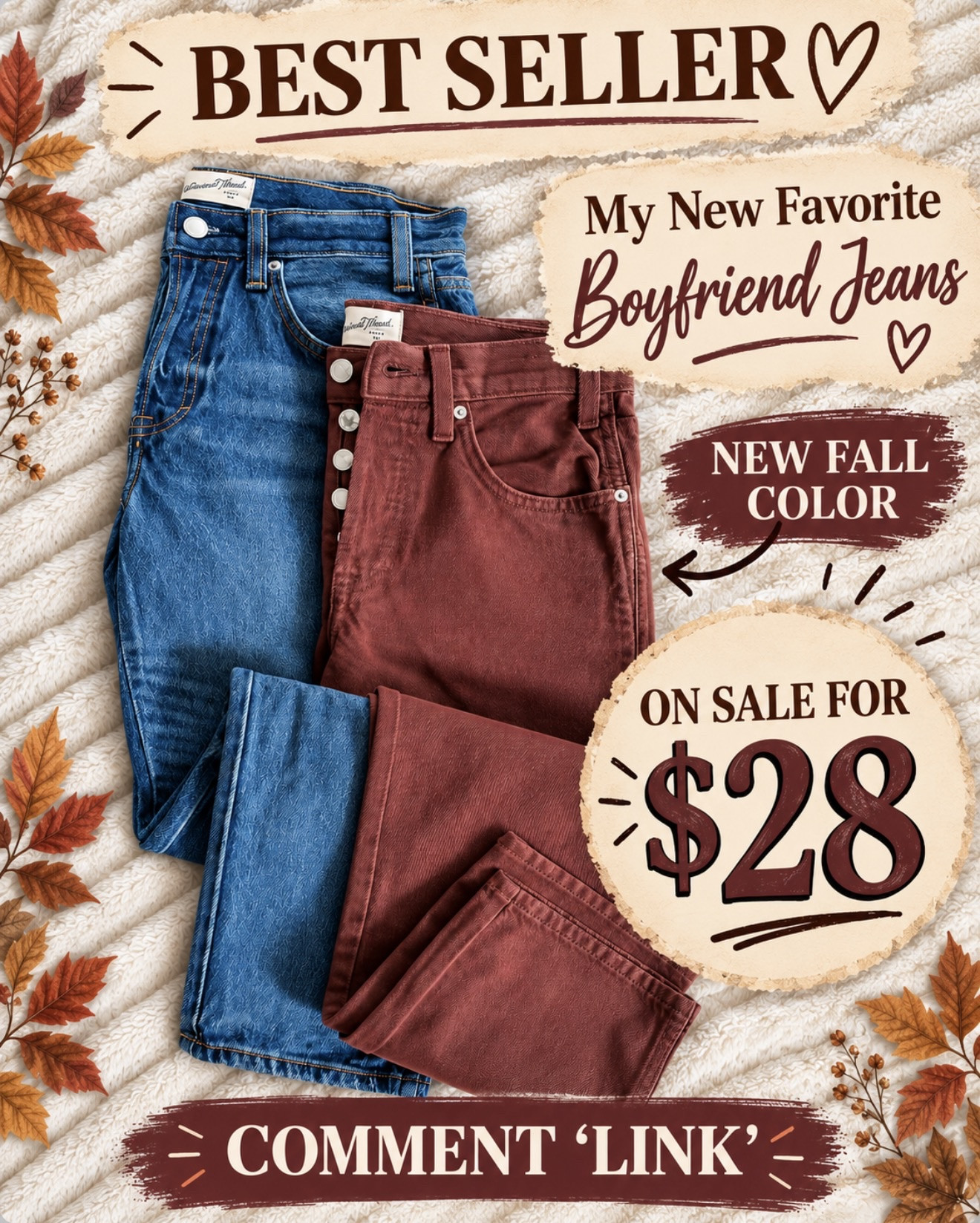 My favorite boyfriend jeans now come in the prettiest new fall color—and they’re on sale for just $28! Such an easy way to switch up your denim.

#LTKOver40 #LTKootd #LTKgrwm