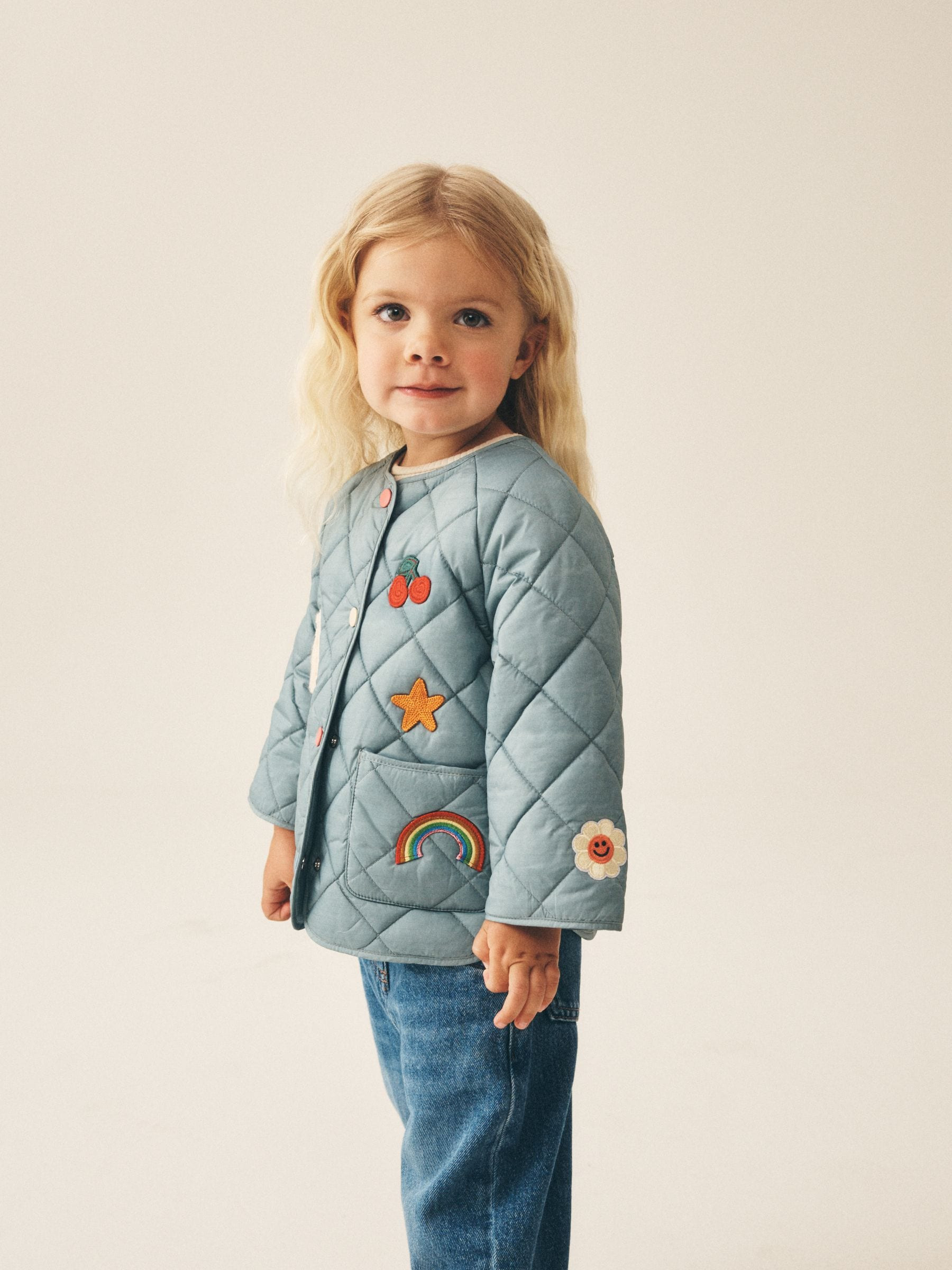 next Green Badge Applique Shower Resistant Quilted Jacket (3mths-7yrs) | Next US
