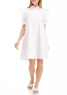 Women's Short Ruffle Sleeve Seersucker Dress | Belk