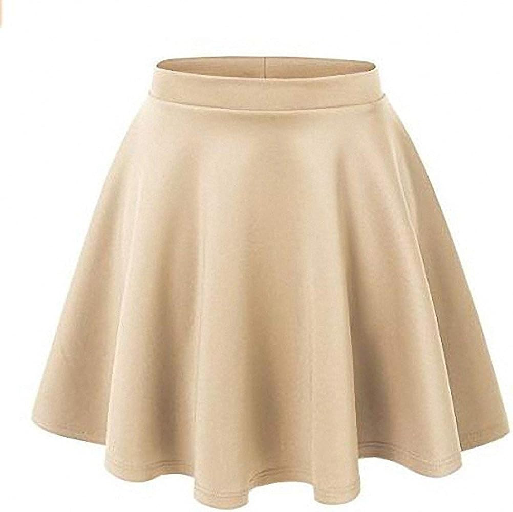 Afibi Casual Mini Stretch Waist Flared Plain Pleated Skater Skirt | Amazon (US)