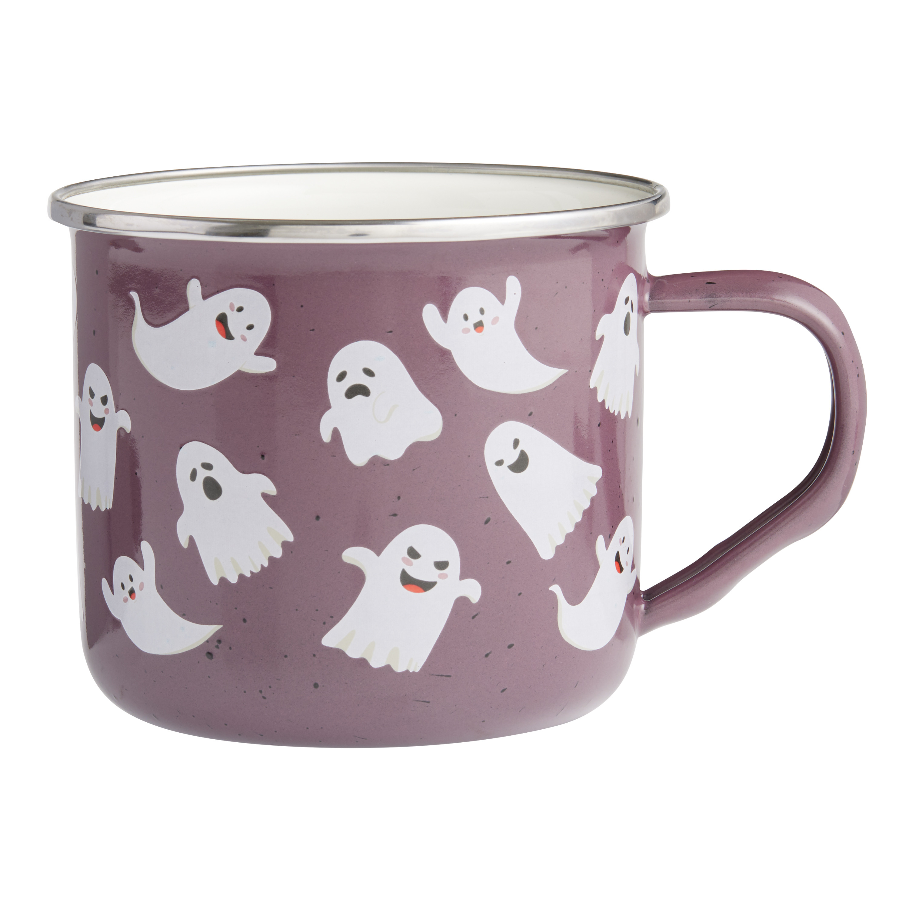 Oversized Purple Speckled Ghosts Enamel Steel Mug | World Market