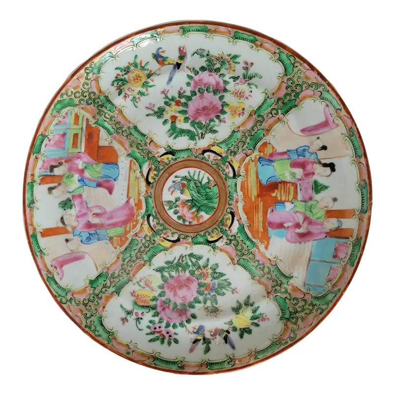 8.25" 19th C Chinese Rose Medallion Porcelain Plate | Chairish