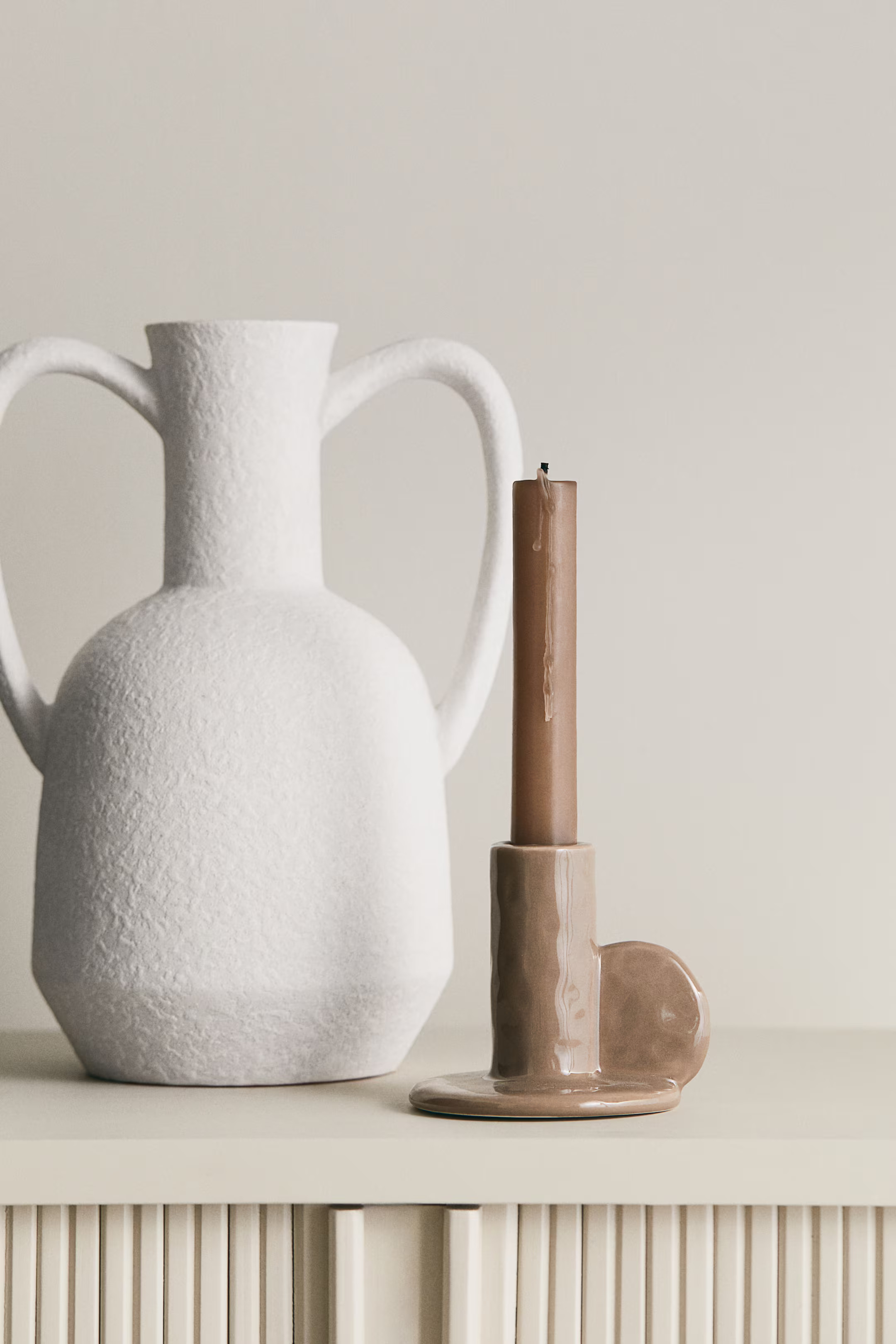 Stoneware Candlestick - Beige - Home All | H&M US | H&M (US + CA)