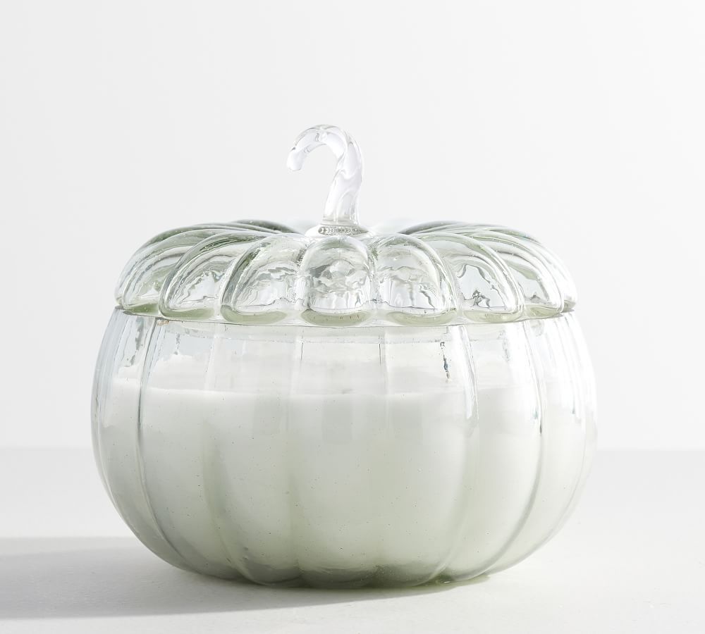 Recycled Glass Pumpkin Candle, Pumpkin Cedar, Large | Pottery Barn (US)