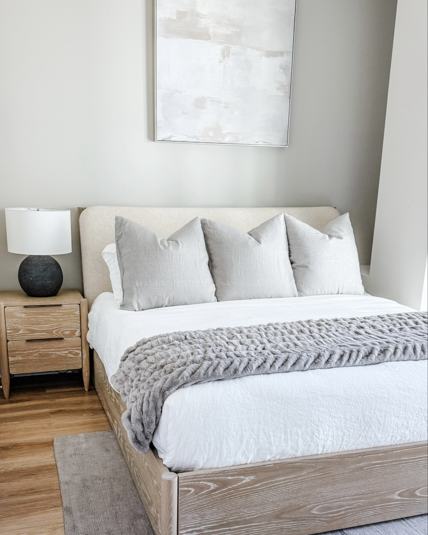 Bedroom furniture & decor: Our Favorites from Crate & Barrel & Brooklinen 
All linked below:
Bed
Night stand
Lamp 
Art
Throw blanket 

#LTKSeasonal #LTKHome #LTKU
