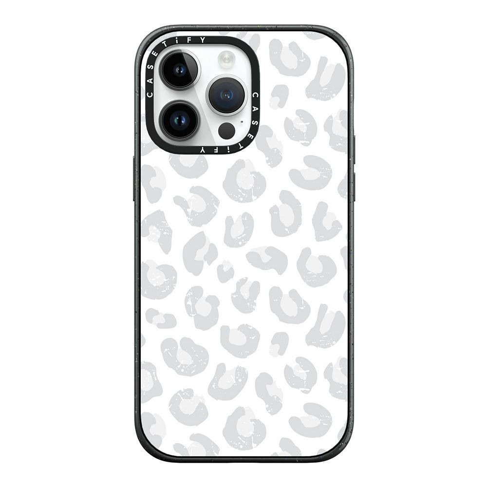 SILVER GRAY LEOPARD PRINT ON WHITE ELEGANT DAISY BEATRICE | Casetify