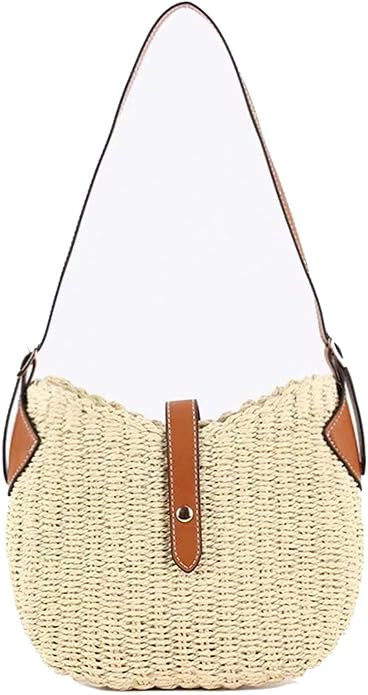 Straw Bags for Women Straw Woven Shoulder Bag Summer Beach Tote Handbag Vacation Travel Purse | Amazon (US)