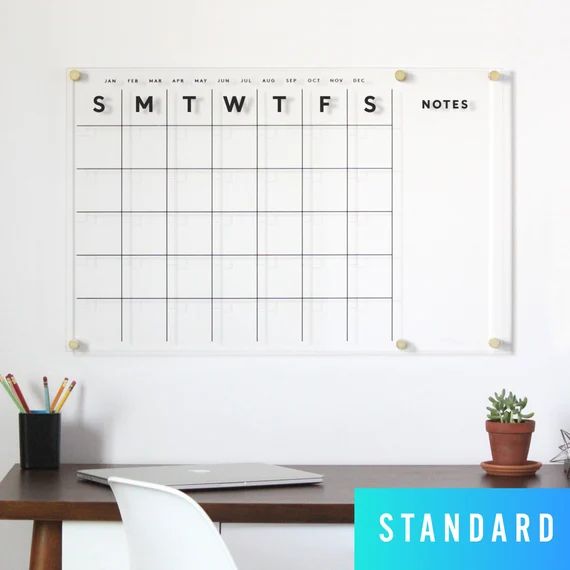 Acrylic Calendar with side notes - Dry Erase Calendar -  Lucite Calendar - STANDARD | Etsy (US)